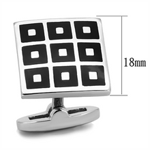 TK1268 - Stainless Steel Cufflink High polished (no plating) Men Epoxy Jet
