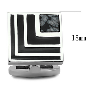TK1269 - Stainless Steel Cufflink High polished (no plating) Men Synthetic Jet