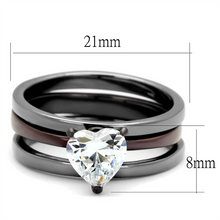 TK1274DC - Stainless Steel Ring IP Light Black (IP Gun) & IP Dark Brown (IP coffee) Women AAA Grade CZ Clear