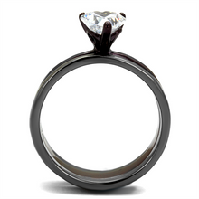TK1274DC - Stainless Steel Ring IP Light Black (IP Gun) & IP Dark Brown (IP coffee) Women AAA Grade CZ Clear