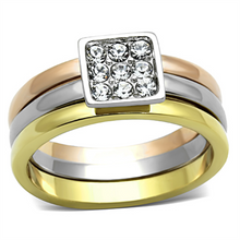 TK1277 - Stainless Steel Ring Three Tone IP?IP Gold & IP Rose Gold & High Polished) Women Top Grade Crystal Clear