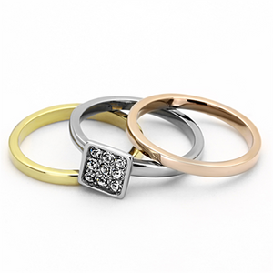TK1277 - Stainless Steel Ring Three Tone IP?IP Gold & IP Rose Gold & High Polished) Women Top Grade Crystal Clear