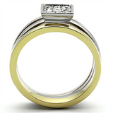 TK1277 - Stainless Steel Ring Three Tone IP?IP Gold & IP Rose Gold & High Polished) Women Top Grade Crystal Clear