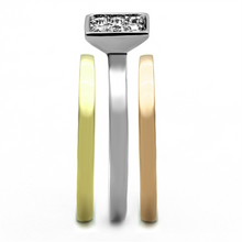 TK1277 - Stainless Steel Ring Three Tone IP?IP Gold & IP Rose Gold & High Polished) Women Top Grade Crystal Clear