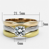 TK1278 - Stainless Steel Ring Three Tone IP?IP Gold & IP Rose Gold & High Polished) Women AAA Grade CZ Clear