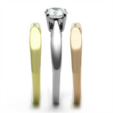 TK1278 - Stainless Steel Ring Three Tone IP?IP Gold & IP Rose Gold & High Polished) Women AAA Grade CZ Clear