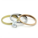 TK1279 - Stainless Steel Ring Three Tone IP?IP Gold & IP Rose Gold & High Polished) Women AAA Grade CZ Clear