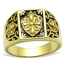 TK127G - Stainless Steel Ring IP Gold(Ion Plating) Men Epoxy Jet