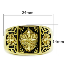 TK127G - Stainless Steel Ring IP Gold(Ion Plating) Men Epoxy Jet