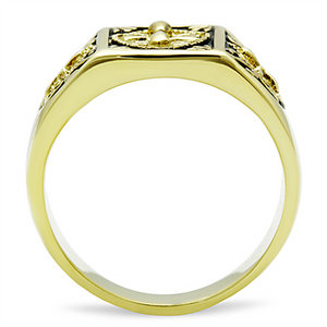 TK127G - Stainless Steel Ring IP Gold(Ion Plating) Men Epoxy Jet