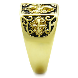 TK127G - Stainless Steel Ring IP Gold(Ion Plating) Men Epoxy Jet