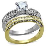 TK1284 - Stainless Steel Ring Two-Tone IP Gold (Ion Plating) Women AAA Grade CZ Clear