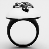 TK1295 - Stainless Steel Ring Two-Tone IP Black Women Epoxy White