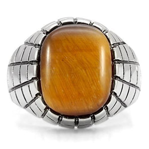 TK129 - Stainless Steel Ring High polished (no plating) Men Synthetic Topaz