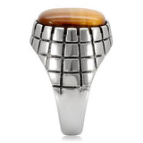 TK129 - Stainless Steel Ring High polished (no plating) Men Synthetic Topaz