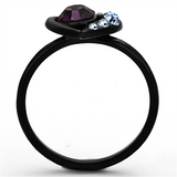 TK1300 - Stainless Steel Ring IP Black(Ion Plating) Women Top Grade Crystal Amethyst