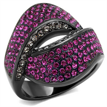 TK1303LJ - Stainless Steel Ring IP Light Black  (IP Gun) Women Top Grade Crystal Light Peach