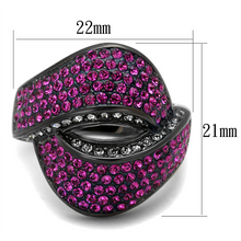 TK1303LJ - Stainless Steel Ring IP Light Black  (IP Gun) Women Top Grade Crystal Light Peach