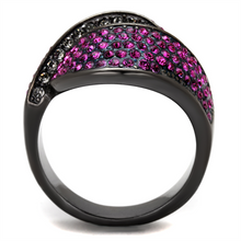 TK1303LJ - Stainless Steel Ring IP Light Black  (IP Gun) Women Top Grade Crystal Light Peach