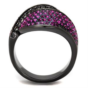 TK1303LJ - Stainless Steel Ring IP Light Black  (IP Gun) Women Top Grade Crystal Light Peach