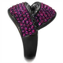 TK1303LJ - Stainless Steel Ring IP Light Black  (IP Gun) Women Top Grade Crystal Light Peach