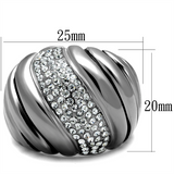 TK1304 - Stainless Steel Ring High polished (no plating) Women Top Grade Crystal Clear