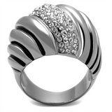 TK1304 - Stainless Steel Ring High polished (no plating) Women Top Grade Crystal Clear