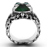 TK1312 - Stainless Steel Ring High polished (no plating) Women Synthetic Emerald