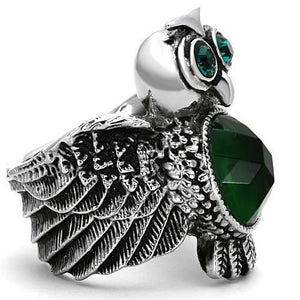 TK1312 - Stainless Steel Ring High polished (no plating) Women Synthetic Emerald