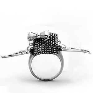 TK1314 - Stainless Steel Ring High polished (no plating) Women Epoxy Jet