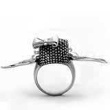 TK1314 - Stainless Steel Ring High polished (no plating) Women Epoxy Jet