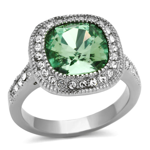 TK1317 - Stainless Steel Ring High polished (no plating) Women Top Grade Crystal Emerald