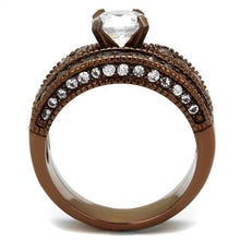 TK1318LC - Stainless Steel Ring IP Coffee light Women AAA Grade CZ Clear