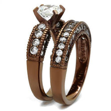 TK1318LC - Stainless Steel Ring IP Coffee light Women AAA Grade CZ Clear