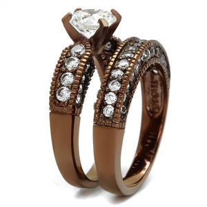 TK1318LC - Stainless Steel Ring IP Coffee light Women AAA Grade CZ Clear
