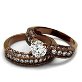 TK1318LC - Stainless Steel Ring IP Coffee light Women AAA Grade CZ Clear