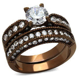 TK1318LC - Stainless Steel Ring IP Coffee light Women AAA Grade CZ Clear