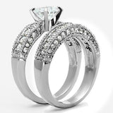 TK1318 - Stainless Steel Ring High polished (no plating) Women AAA Grade CZ Clear