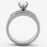 TK1319 - Stainless Steel Ring High polished (no plating) Women AAA Grade CZ Clear