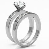 TK1319 - Stainless Steel Ring High polished (no plating) Women AAA Grade CZ Clear
