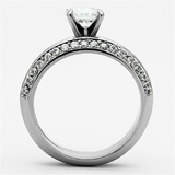 TK1320 - Stainless Steel Ring High polished (no plating) Women AAA Grade CZ Clear