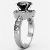 TK1322 - Stainless Steel Ring High polished (no plating) Women AAA Grade CZ Black Diamond