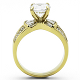 TK1323 - Stainless Steel Ring IP Gold(Ion Plating) Women AAA Grade CZ Clear