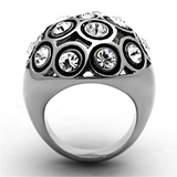 TK1325 - Stainless Steel Ring High polished (no plating) Women Top Grade Crystal Clear