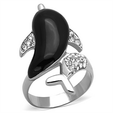 TK1326 - Stainless Steel Ring High polished (no plating) Women Top Grade Crystal Clear