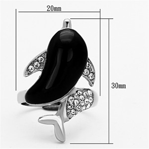 TK1326 - Stainless Steel Ring High polished (no plating) Women Top Grade Crystal Clear