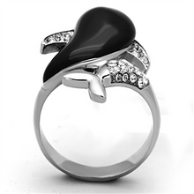 TK1326 - Stainless Steel Ring High polished (no plating) Women Top Grade Crystal Clear