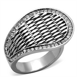 TK1328 - Stainless Steel Ring High polished (no plating) Women Top Grade Crystal Clear