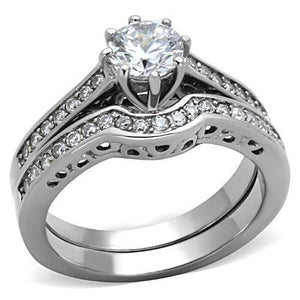 TK1330 - Stainless Steel Ring High polished (no plating) Women AAA Grade CZ Clear