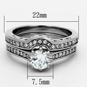 TK1330 - Stainless Steel Ring High polished (no plating) Women AAA Grade CZ Clear